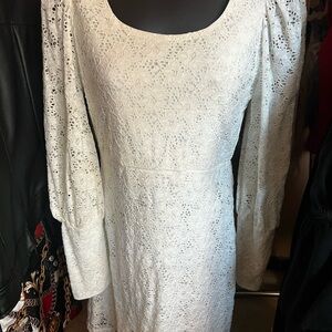 SHEIN White Lace Long Sleeve Dress